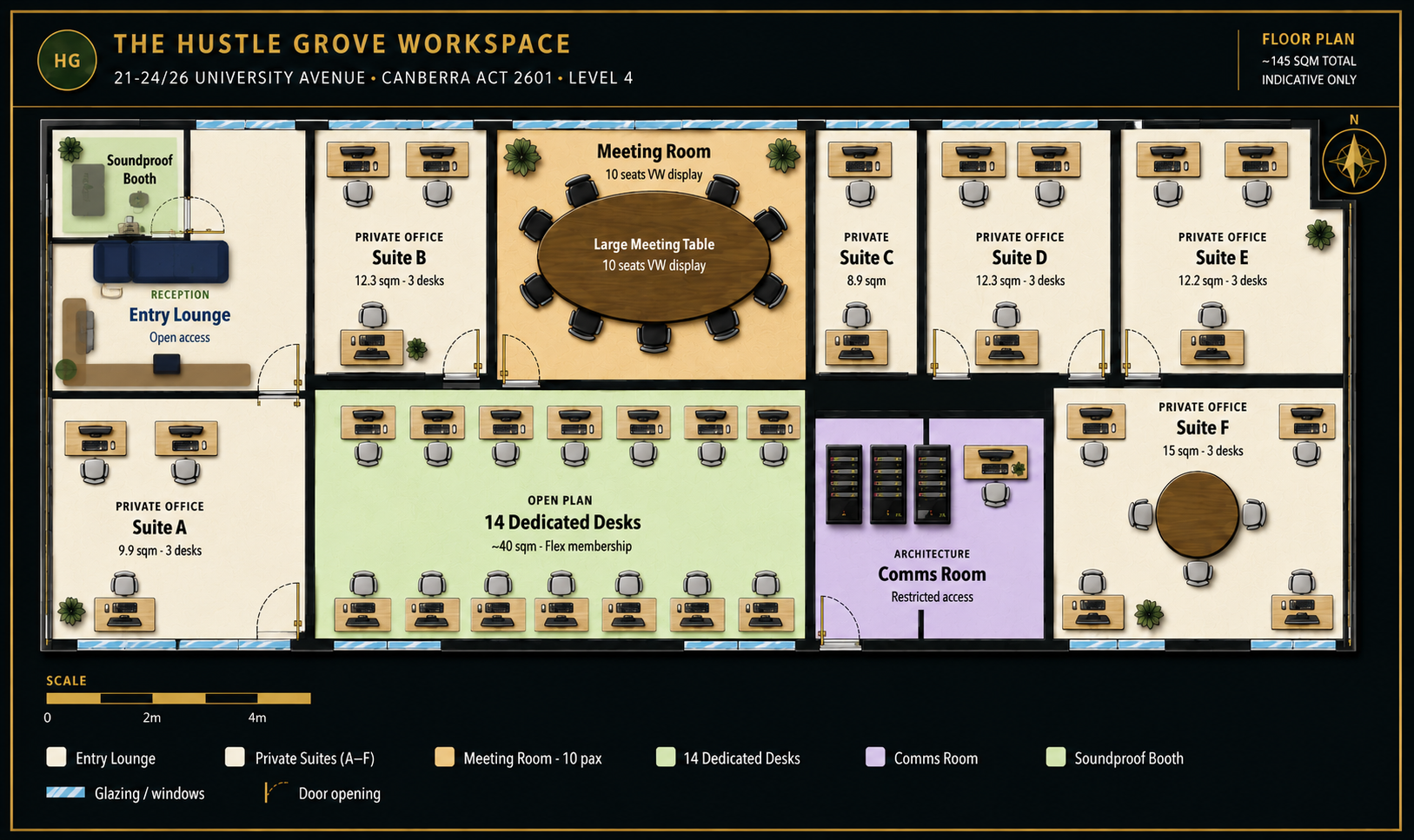 Hustle Grove 2D Floor Plan — Level 4, University Ave Canberra